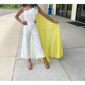 Elegant White and Yellow Jumpsuit